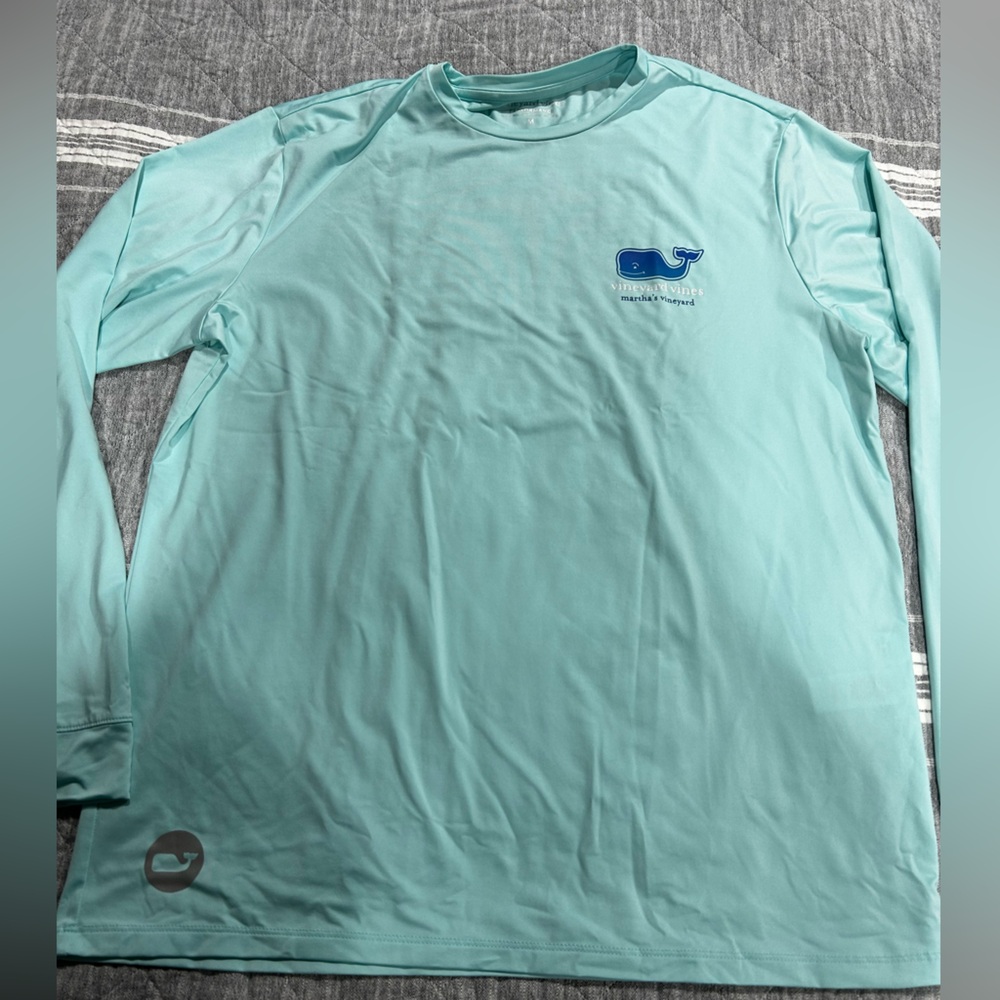 Vineyard Vines Men's Aqua Long Sleeve Shirt